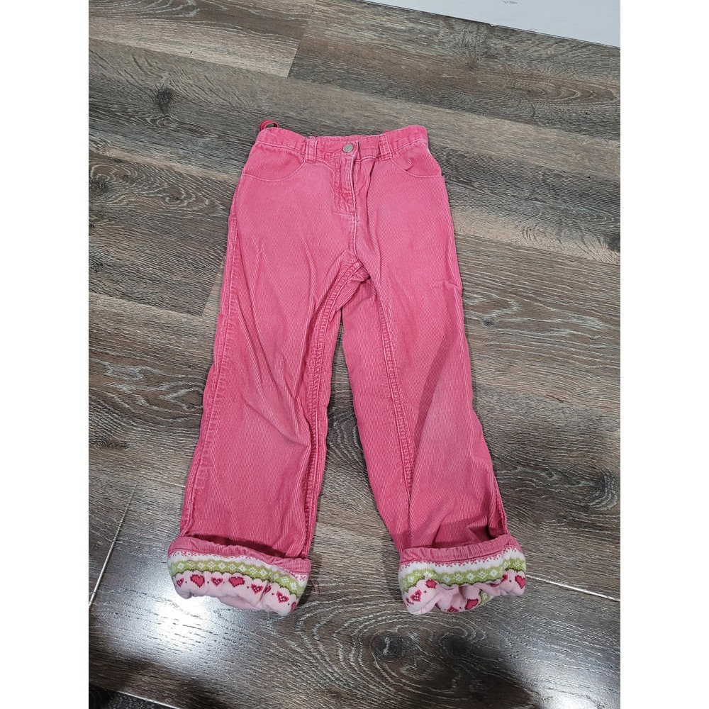 Gymboree Toddler Girls Pink Corduroy Pants Heart Pattern Cuffs Adjustable 4T #10